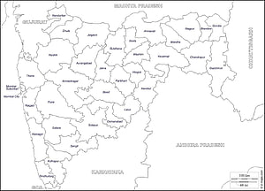 Maharashtra State District Map with Neighboring Regions and Scale HD wallpaper