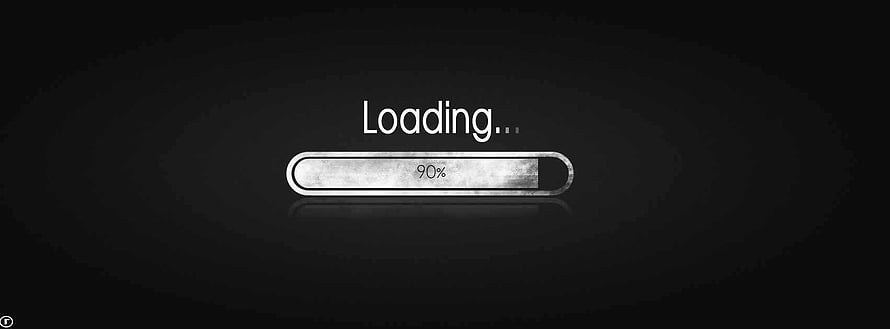 Minimalist Dark Loading Screen with Metallic Progress Bar at 90 Percent HD wallpaper