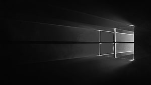 Windows 10 Black Minimalist Dark Desktop Background with Glowing Window Logo HD wallpaper