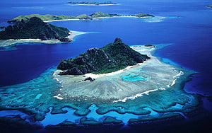 Aerial View of Andaman and Nicobar Islands Coral Reefs and Tropical Coastline HD wallpaper