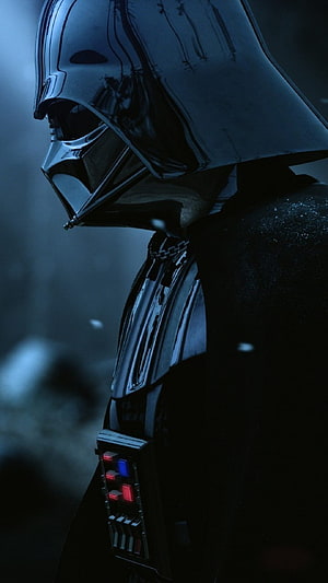 Darth Vader in Dark Blue Tinted Profile with Glowing Chest Control Panel HD phone wallpaper