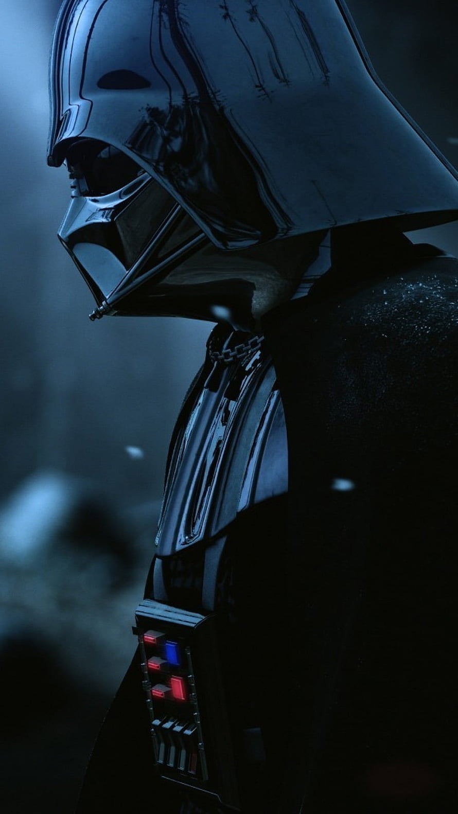 Darth Vader in Dark Blue Tinted Profile with Glowing Chest Control Panel HD phone wallpaper