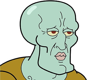 Squidward Tentacles Close-Up Portrait with Bored Expression in Cartoon Style HD wallpaper