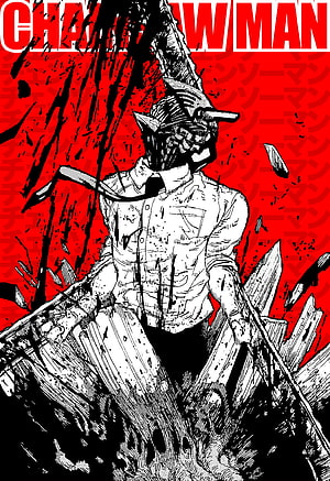 Chainsaw Man manga cover art featuring Denji with chainsaw head against a bold red background, Chainsaw Man Manga Cover, #chainsaw man HD phone wallpaper