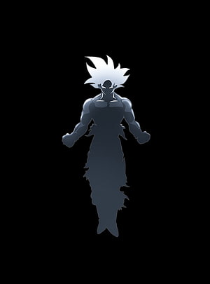 Goku Super Saiyan Silhouette on Black Background Minimalist Anime Art HD phone wallpaper