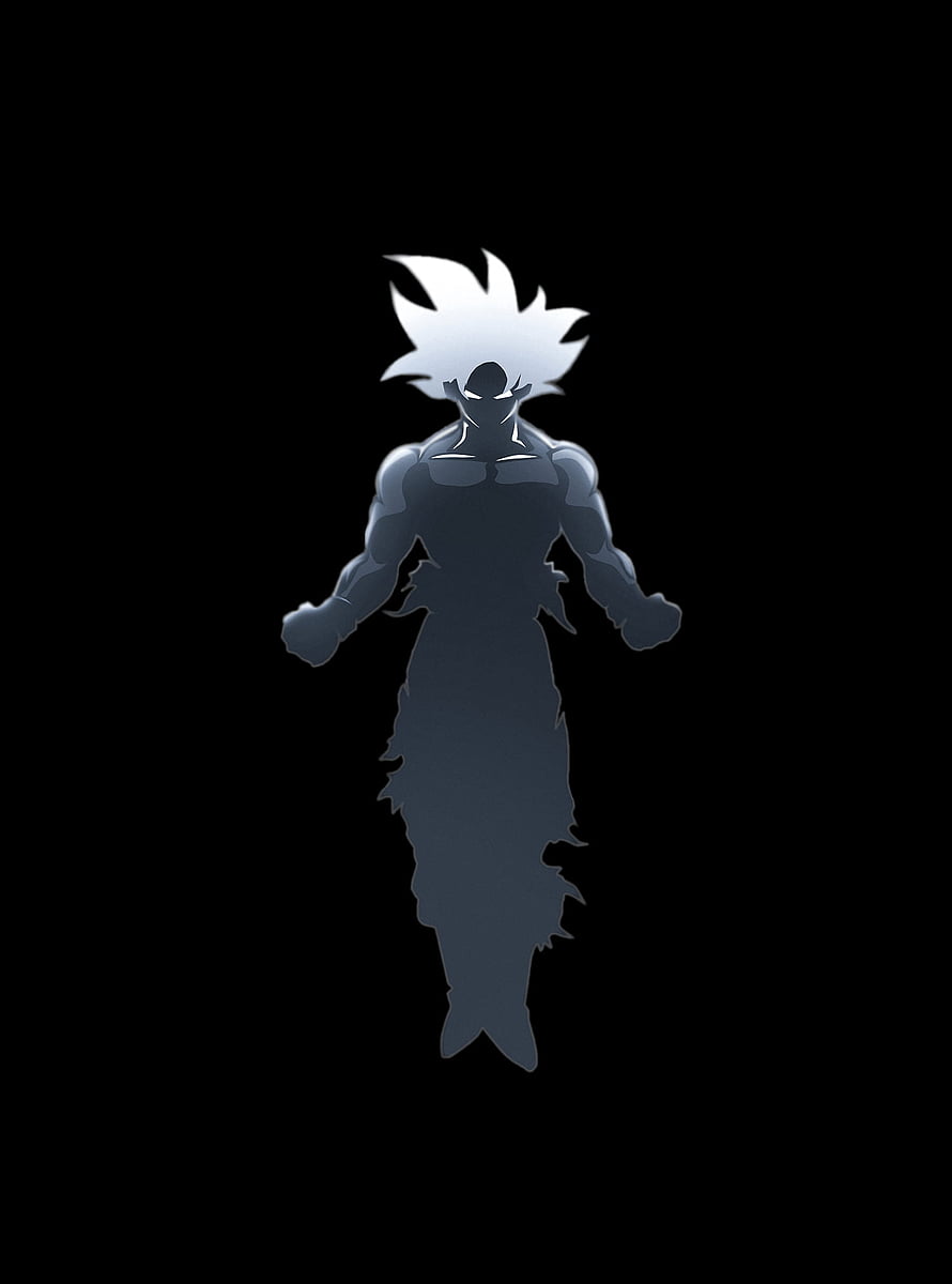Goku Super Saiyan Silhouette on Black Background Minimalist Anime Art HD phone wallpaper