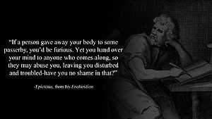 Epictetus Quote on Mind and Body from the Enchiridion with Classical Portrait HD wallpaper