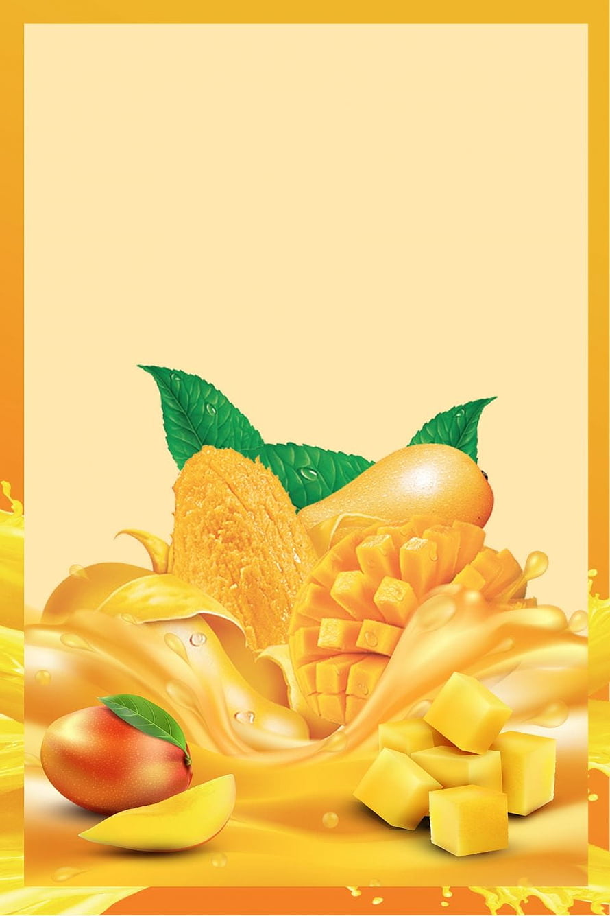 Vibrant Mango Fruit Composition with Fresh Juice Splash and Green Leaves HD phone wallpaper