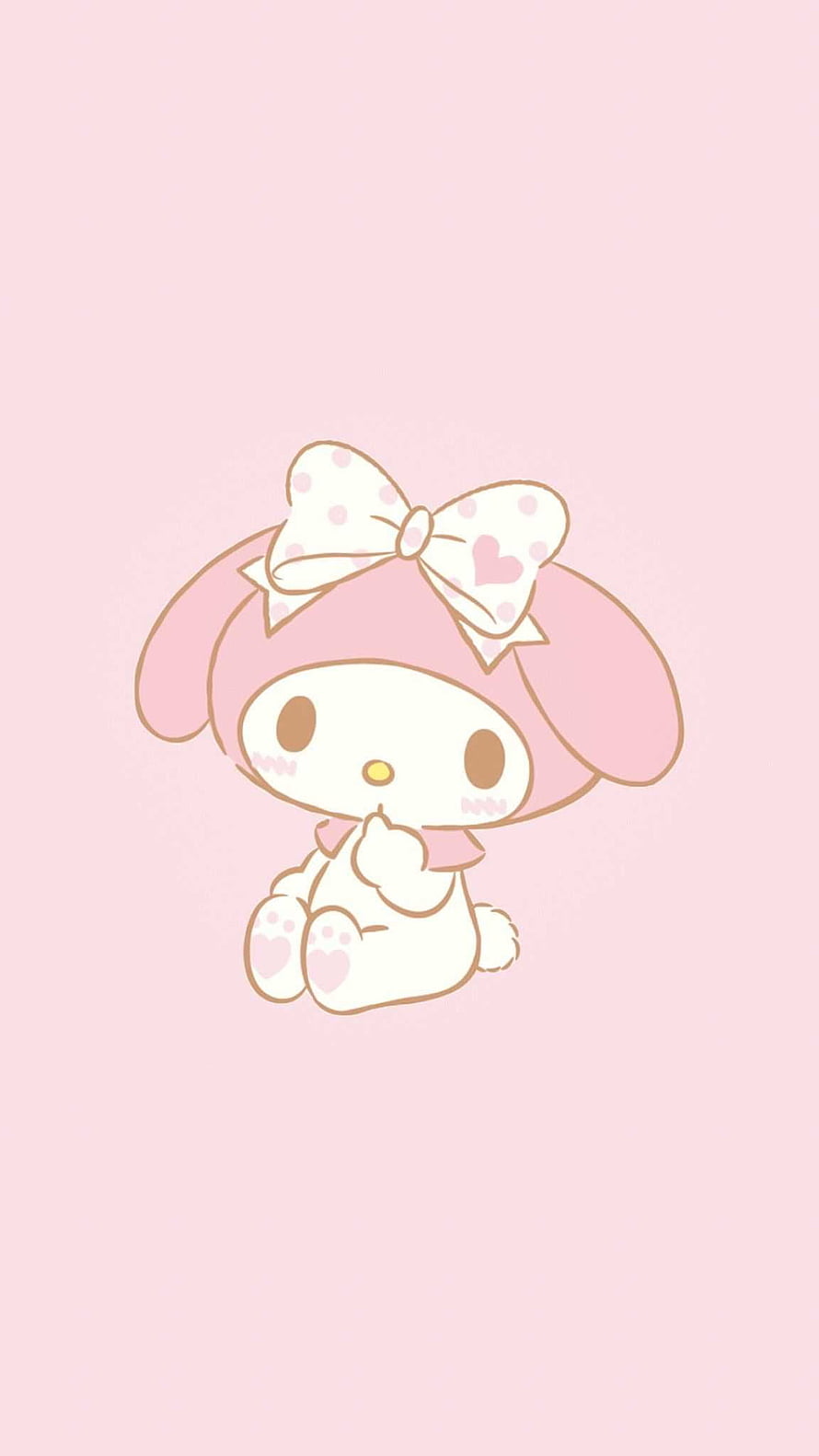 Cute My Melody Character Sitting with Polka Dot Bow on Soft Pink Background HD phone wallpaper