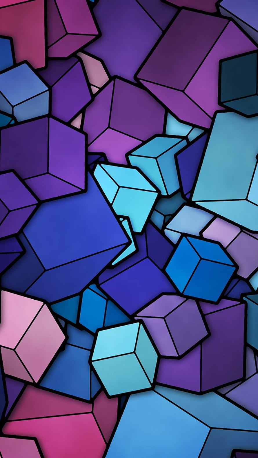 Vibrant Geometric Mosaic Wallpaper with Purple and Blue Crystalline Shapes HD phone wallpaper