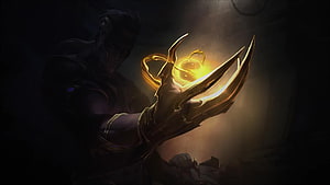 Zed Galaxy Slayer Skin Concept Art with Golden Energy and Claws HD wallpaper