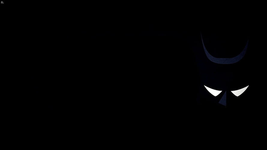 Minimalist Batman Silhouette with Glowing Eyes on Black Background HD wallpaper