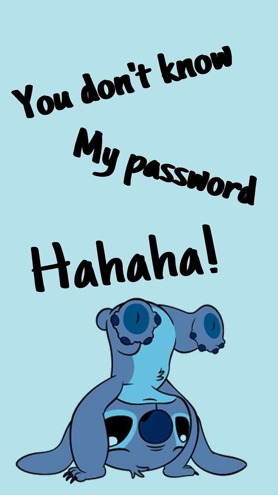 Stitch Laughing Meme Wallpaper with Funny Text on Light Blue Background HD phone wallpaper