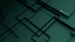 Manjaro Linux Abstract Geometric Wallpaper with Dark Teal 3D Rectangles HD wallpaper