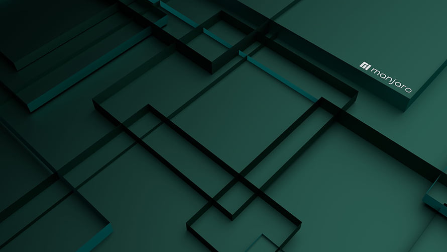 Manjaro Linux Abstract Geometric Wallpaper with Dark Teal 3D Rectangles HD wallpaper
