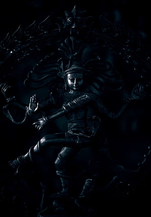 Dark Lord Shiva Nataraja Statue with Intricate Carved Halo and Serpent Details HD phone wallpaper