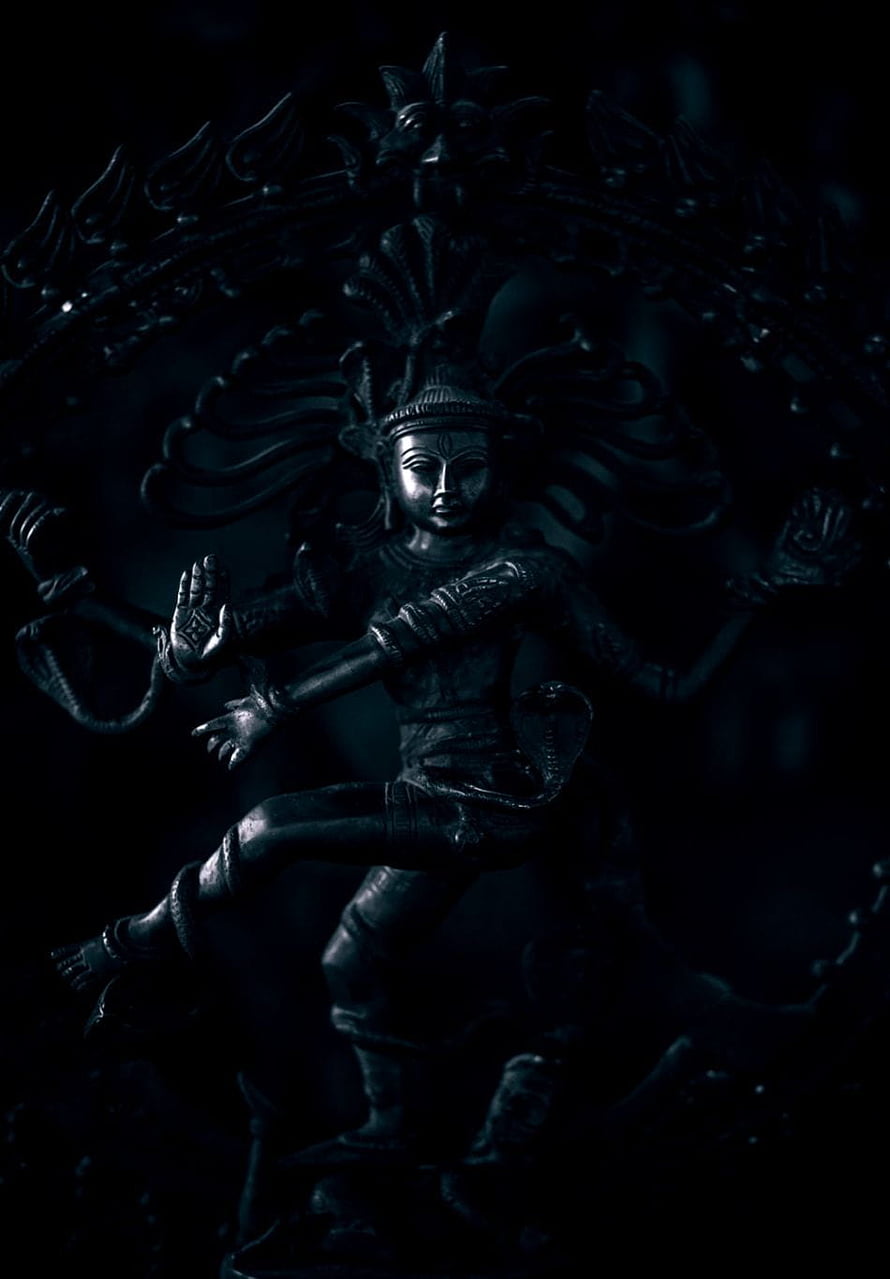 Dark Lord Shiva Nataraja Statue with Intricate Carved Halo and Serpent Details HD phone wallpaper