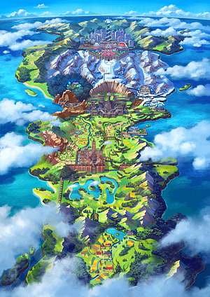 Galar Region Map from Pokemon Sword and Shield HD phone wallpaper