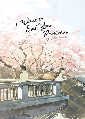 I Want to Eat Your Pancreas Anime Illustration of Two Students on a Bridge Under Cherry Blossoms HD phone wallpaper