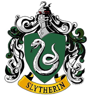 Slytherin House Crest with Silver Snake and Green Shield HD phone wallpaper