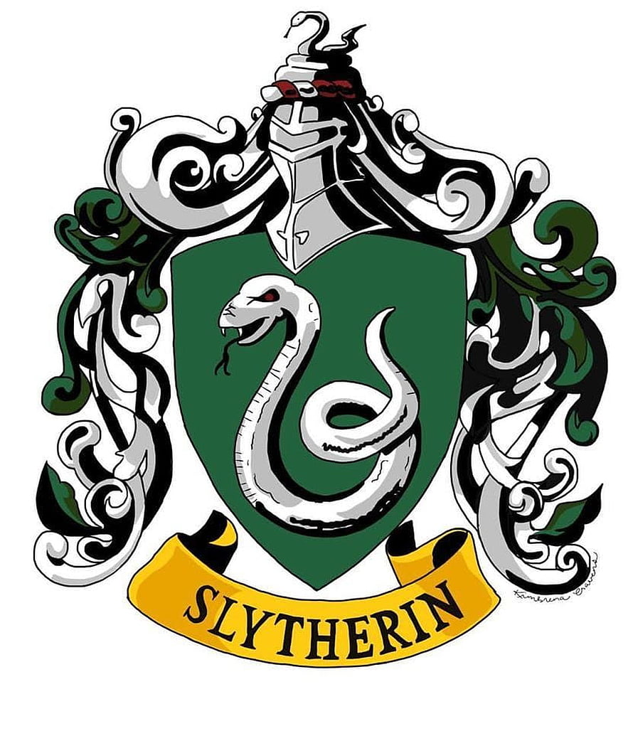 Slytherin House Crest with Silver Snake and Green Shield HD phone wallpaper