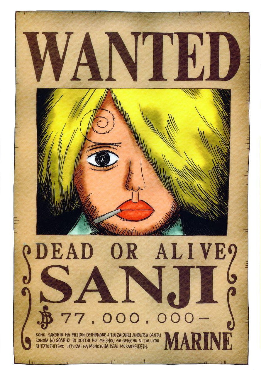 One Piece Sanji Wanted Poster Illustration with Dead or Alive Bounty HD phone wallpaper