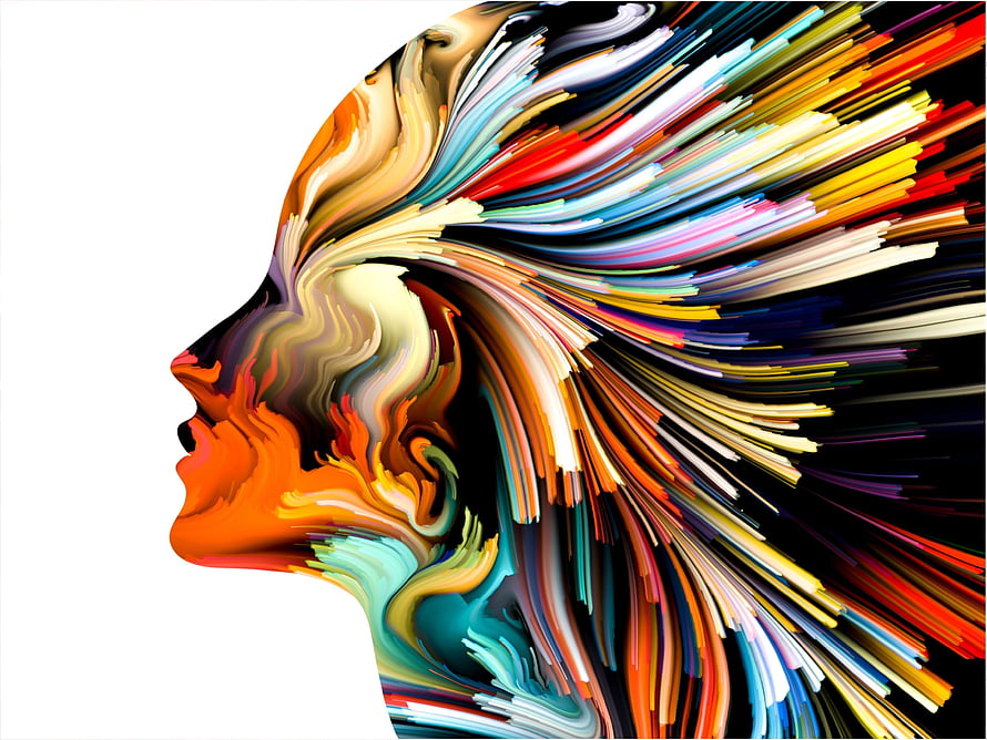 Vibrant Abstract Woman Profile With Flowing Multicolored Strokes HD wallpaper