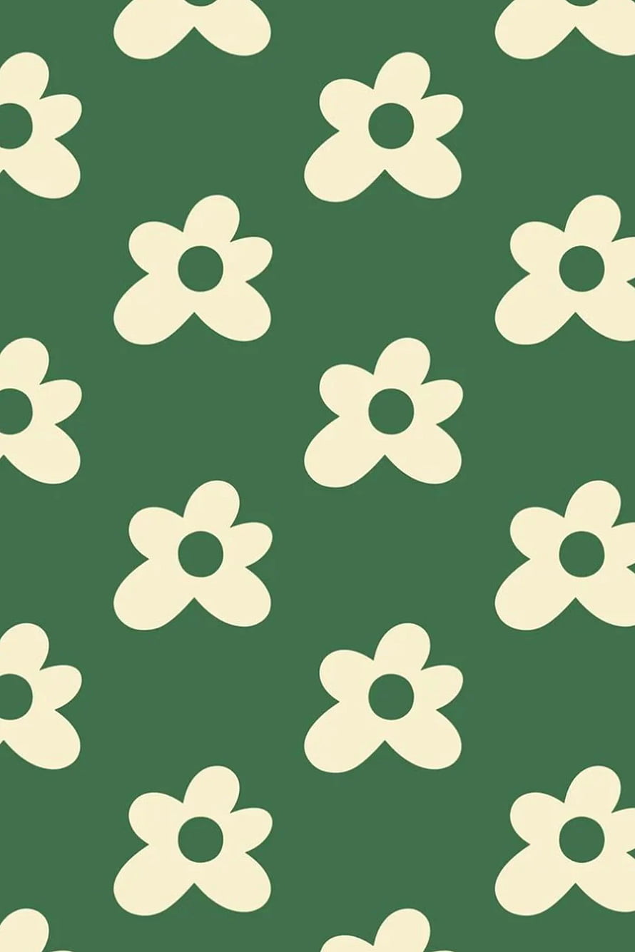 Sage Green Floral Pattern with Cream Daisies for Aesthetic Desktop Background HD phone wallpaper