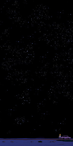 Homer Simpson Standing Alone Under a Vast Starry Night Sky HD phone wallpaper