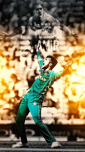Mohammad Amir Pakistan Cricket Team Bowling Action Wallpaper HD phone wallpaper
