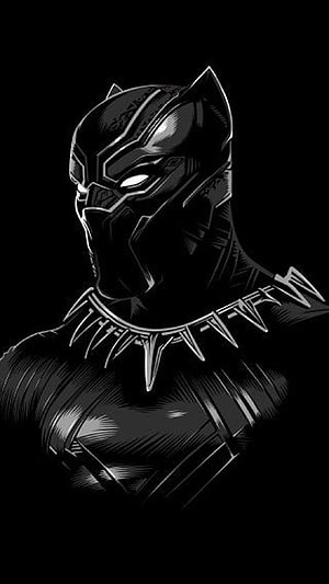 Black Panther Marvel Comic Style Portrait with Glowing Eyes and Spiked Collar on Black Background HD phone wallpaper