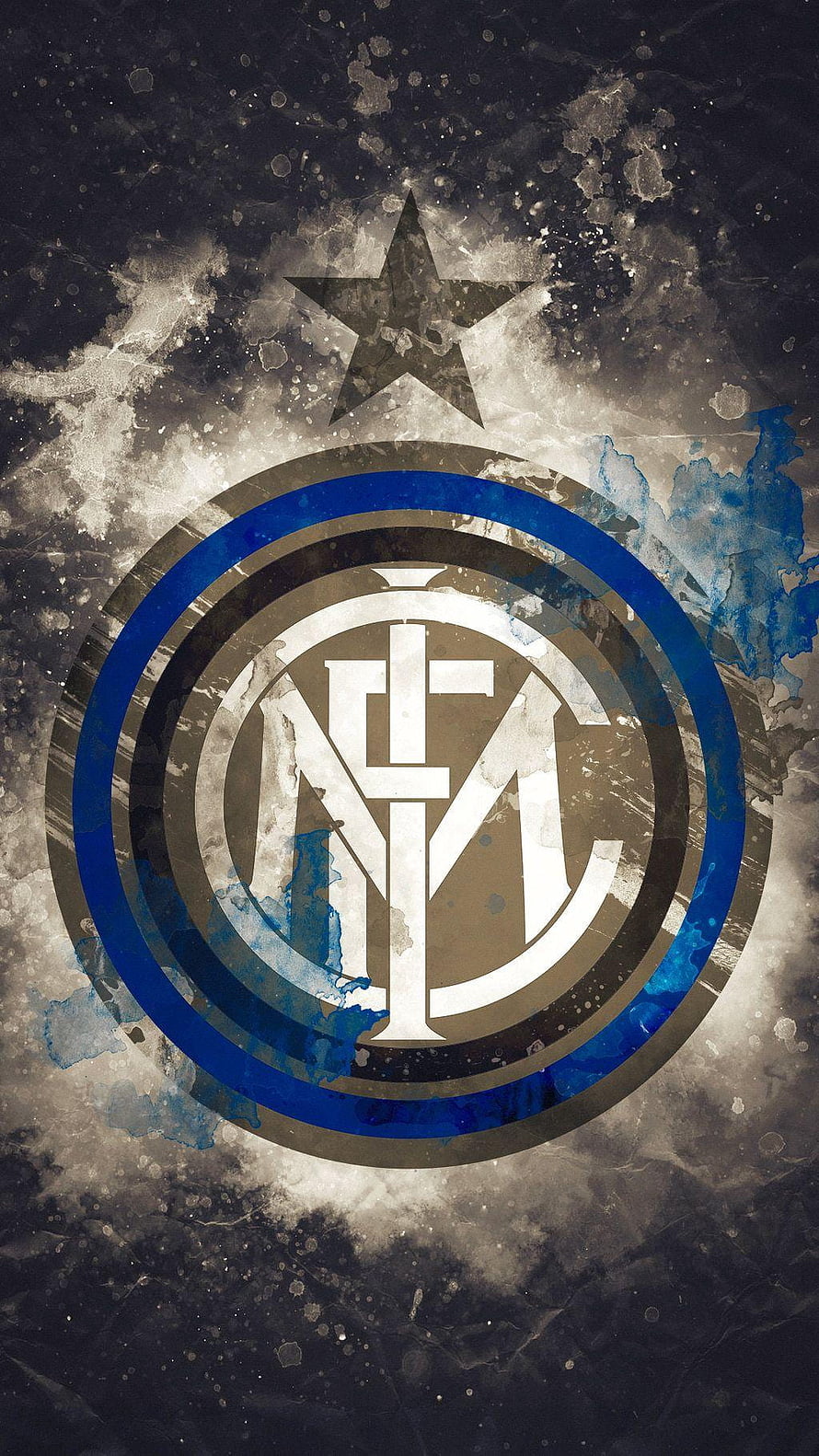Inter Milan Crest on Grunge Textured Background with Star and Blue Accents HD phone wallpaper