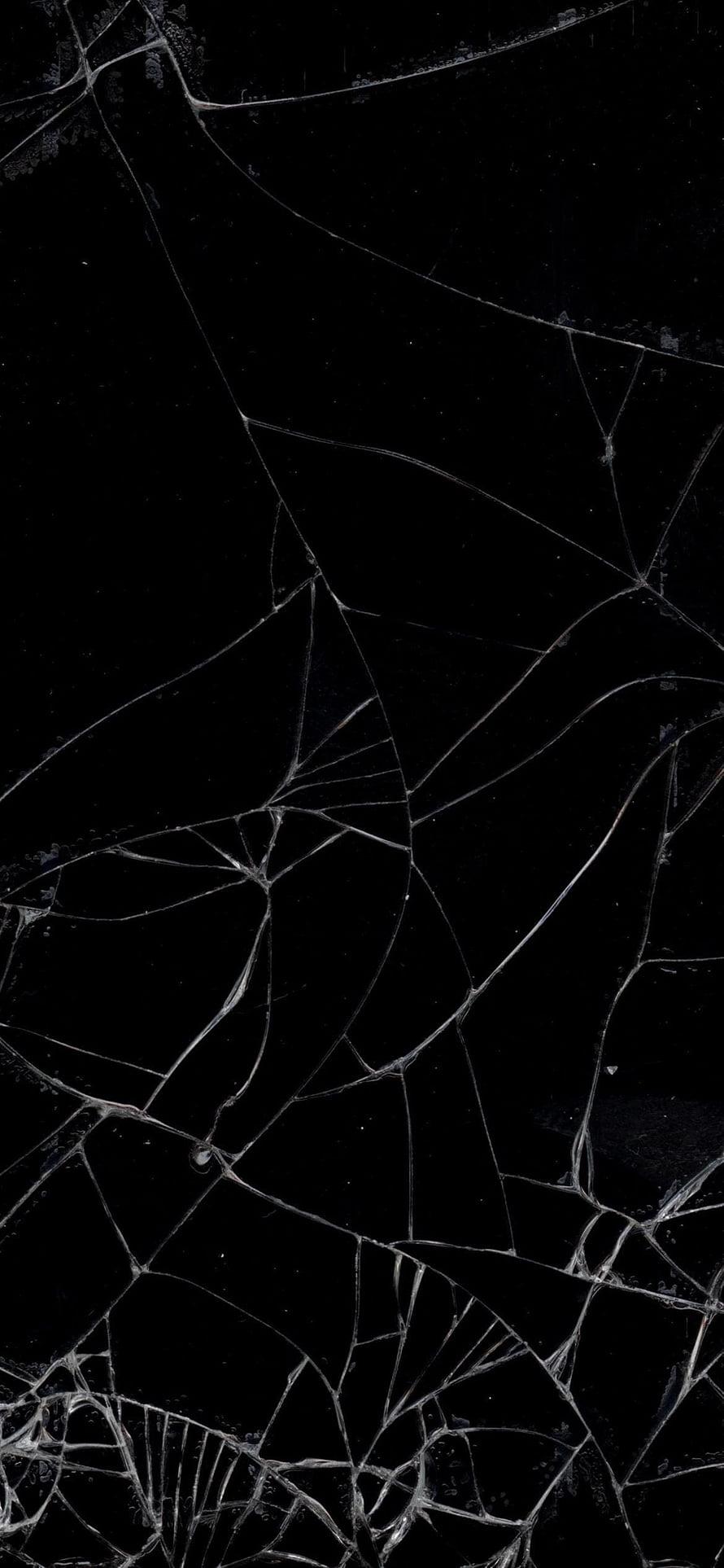 Shattered Glass Texture on Black Background with Intricate Fracture Patterns HD phone wallpaper