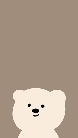 Minimalist Cream Teddy Bear Illustration on Warm Taupe Background HD phone wallpaper