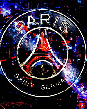 Paris Saint-Germain Emblem with Neon Cityscape Background HD phone wallpaper