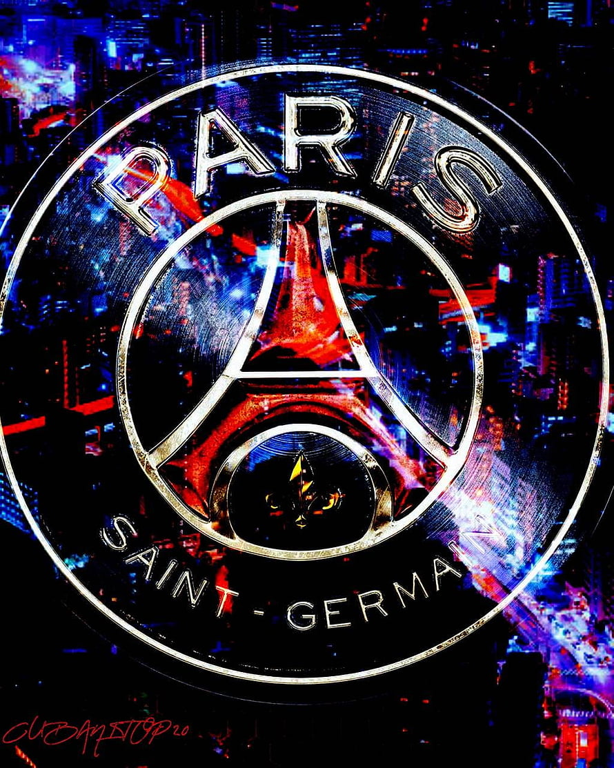 Paris Saint-Germain Emblem with Neon Cityscape Background HD phone wallpaper