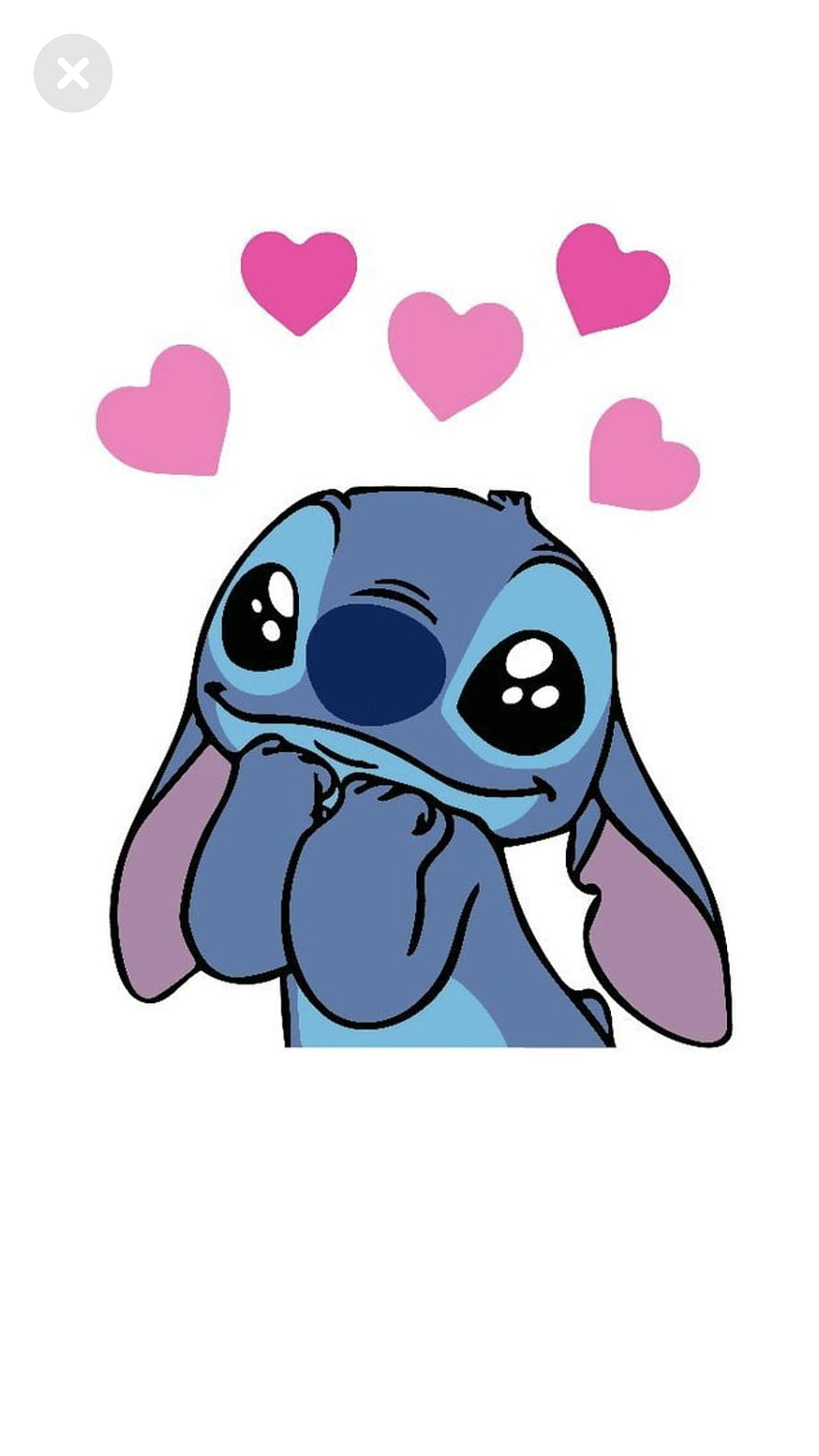 Cute Disney Stitch Cartoon With Floating Pink Hearts On White Background HD phone wallpaper