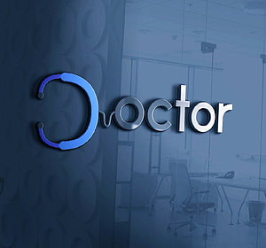 Modern 3D Doctor Logo Signage on Glass Office Wall with Blue Medical Icon HD wallpaper