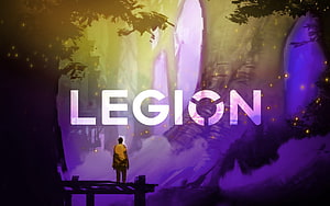 Legion Video Game Key Art Featuring Lone Figure in Mystical Purple Forest HD wallpaper