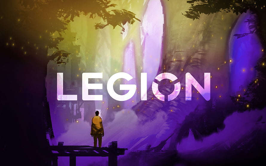 Legion Video Game Key Art Featuring Lone Figure in Mystical Purple Forest HD wallpaper