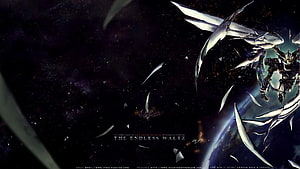 Gundam Wing 0 in Space with Phoenix Wings and Earth Below HD wallpaper