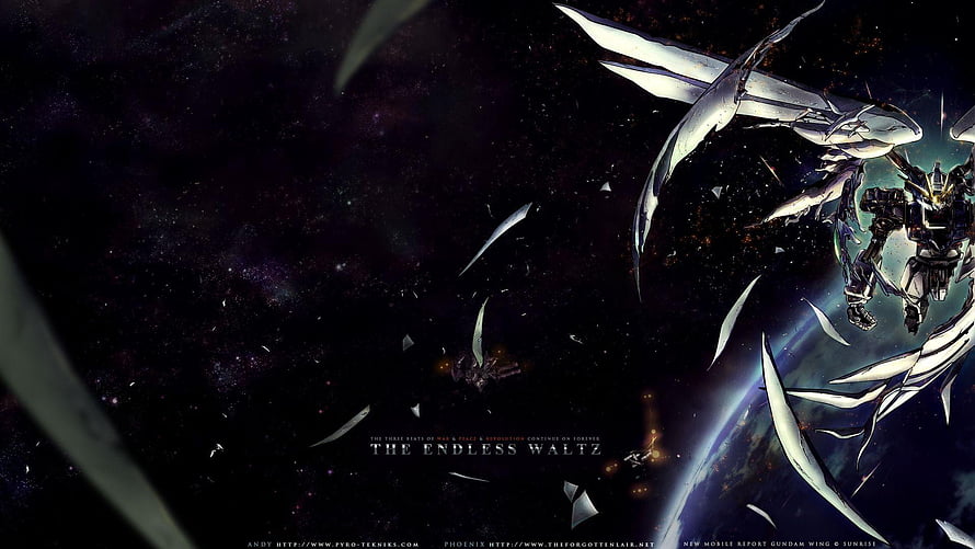 Gundam Wing 0 in Space with Phoenix Wings and Earth Below HD wallpaper