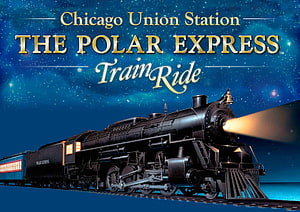 The Polar Express Train Ride at Chicago Union Station with Vintage Steam Locomotive Under Starry Night Sky HD wallpaper