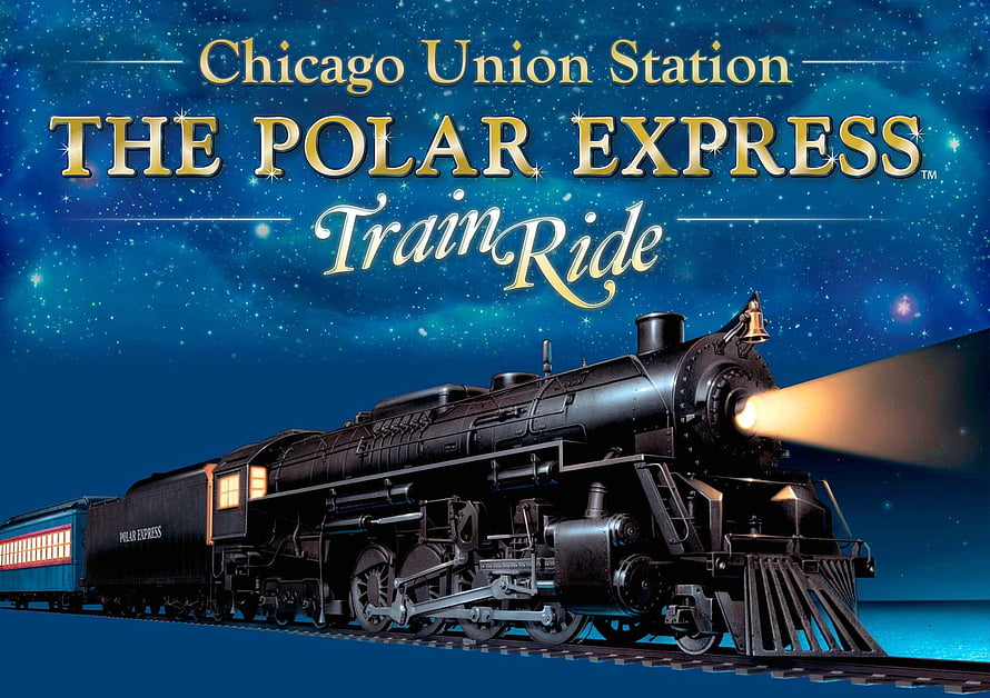 The Polar Express Train Ride at Chicago Union Station with Vintage Steam Locomotive Under Starry Night Sky HD wallpaper