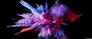 Vibrant Purple and Pink Powder Explosion on Black Background HD wallpaper