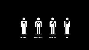 Optimist Pessimist Realist and Me Funny Human Icon Comparison on Black Background HD wallpaper