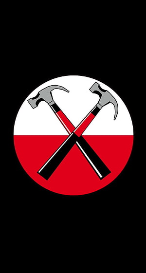 Pink Floyd The Wall Crossed Hammers Logo on Black Background HD phone wallpaper