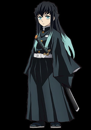 Muichiro Tokito from Demon Slayer in Dark Demon Slayer Uniform with Katana HD phone wallpaper