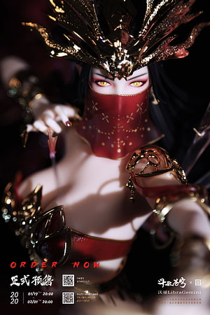 Medusa Queen Figure from Douluo Dalu with Golden Crown and Red Veil HD phone wallpaper