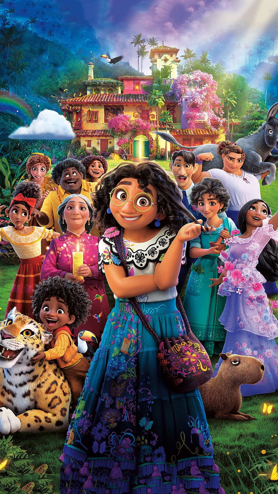Mirabel Madrigal and the Encanto Family in Vibrant Tropical Setting HD phone wallpaper